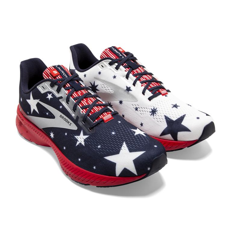 Brooks LAUNCH 8 Light Cushion Road Running Shoes Womens Online - Blue/Red/White (JIQ340716)